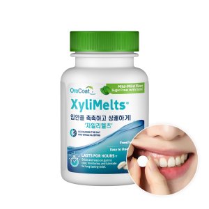 (80정) 자일리멜츠 휴대용 무가당 붙이는 자일리톨 캔디 60.4g 마일드민트 캔디