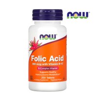 나우푸드 엽산 800mcg 비타민 B-12 250타블렛 Folic Acid