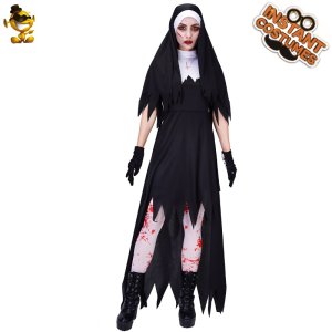 수녀할로윈복장 사제복 코스프레 코스튬 산타걸 좀비 수녀 의상 여성 멋진 드레스 블랙