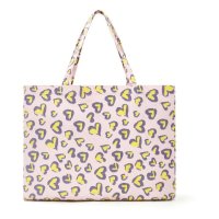 봉통 레오파드 하트 핑크 토트백 Bonton Leopard Heart Print Tote Bag Pale pink