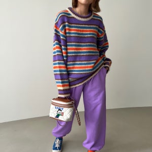 [스타일끄레] 부드럽고 따뜻한 루즈핏 로체 컬러풀 단가라 니트티 3컬러