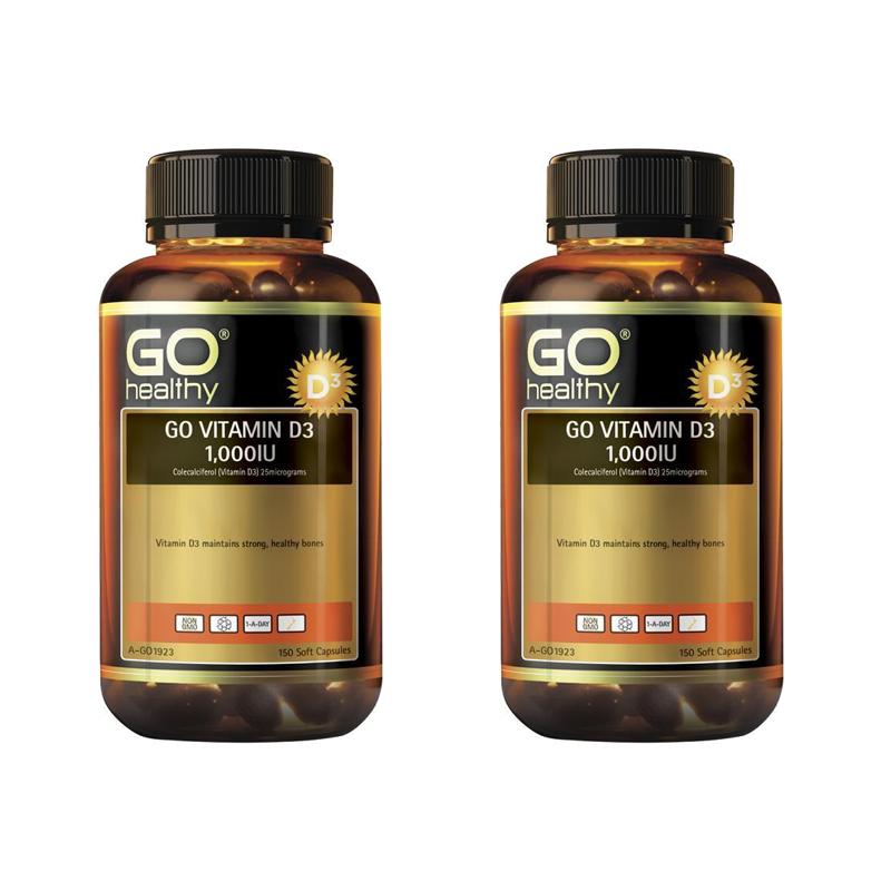GO Healthy <b>Vitamin D</b>3 고헬씨 <b>비타민 D</b>3 1000IU 150소프트캡슐 2팩