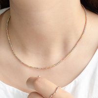 14k 18k 삼색 2.5mm 컷팅 볼 목걸이 줄 화이트골드