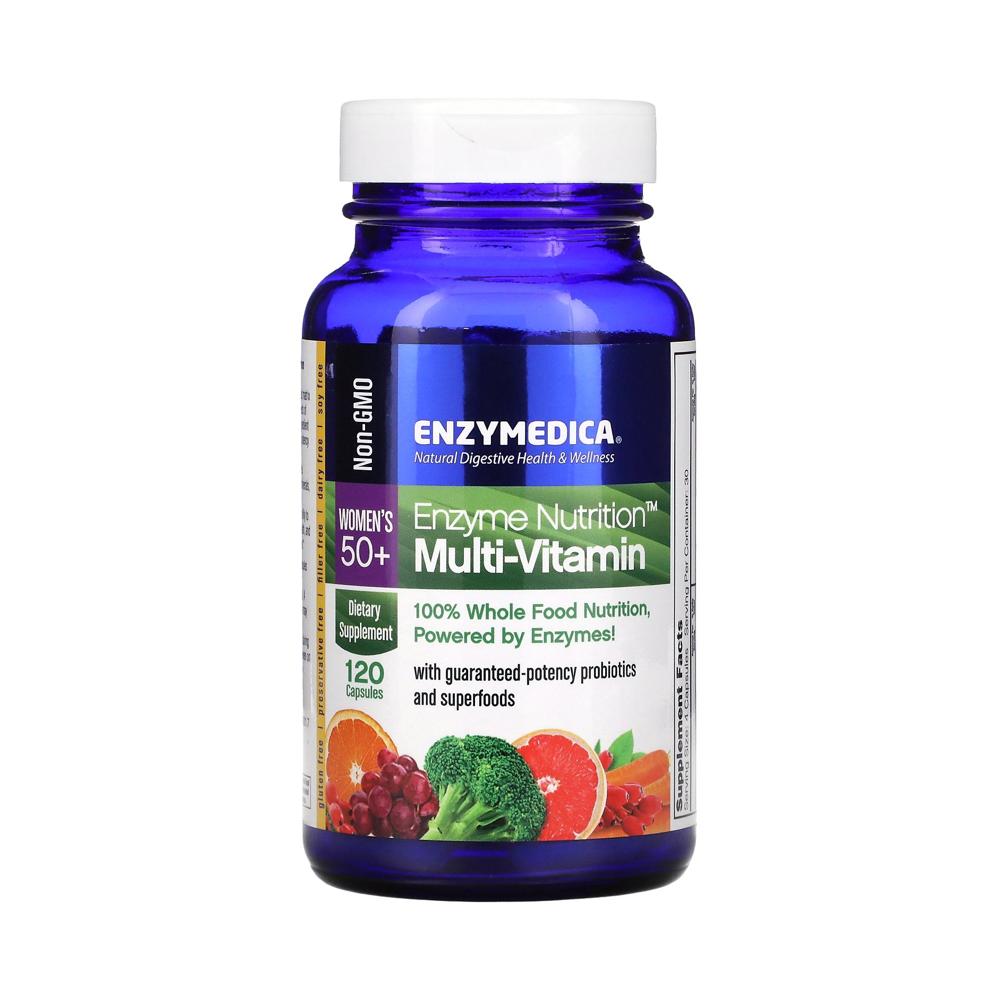 <b>엔자이메디카</b> 종합비타민 50세이상 여성용 120베지캡슐 비오틴 마그네슘 엽산 구기자 브로콜리 <b>셀레늄</b> 칼륨 판토텐산 ATP 베타카로틴 나이아신아마이드 황기 아밀라아제 요오드 비타민K