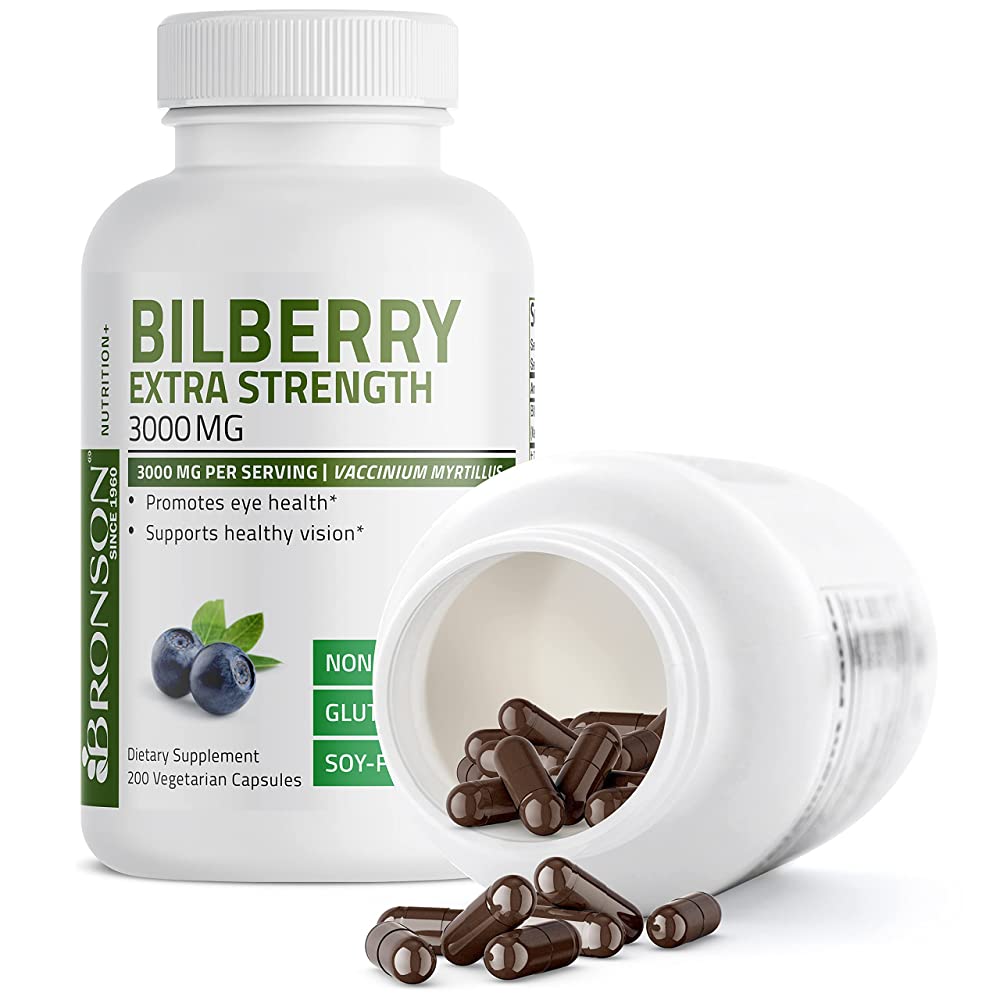 <b>브론슨</b> 빌베리 엑스트라 스트렝스 3000mg 식물성캡슐 200개입