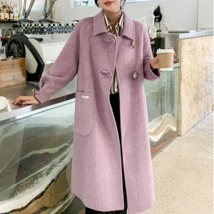 수입 고급 양모 오버핏 울코트 명품스타일 유니크 하프 롱 떡볶이 연예인 코트 엄마선물