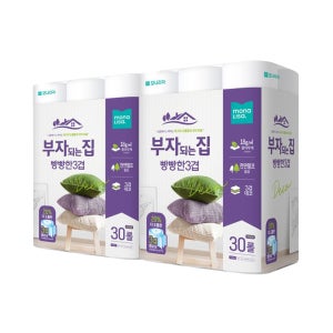 모나리자 부자되는집 빵빵한 3겹 데코 화장지 30m 60롤 휴지