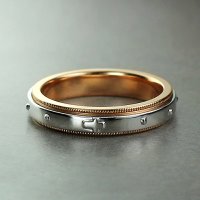 14k 콤비 평 밀그레인 묵주반지 4mm