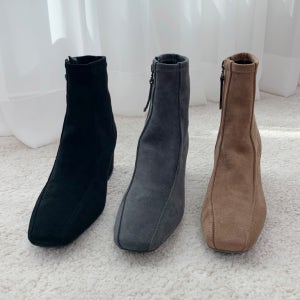 스웨이드 스퀘어 기모 앵글부츠 (3color)