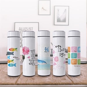 캘리그래피 아트디자인 스마트터치 온도계텀블러 500ml
