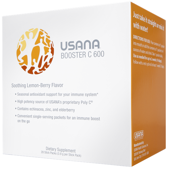 <b>유사나</b> <b>USANA</b> Booster <b>C</b> 600 계절 면역 보조제 레몬 베리 맛 2팩
