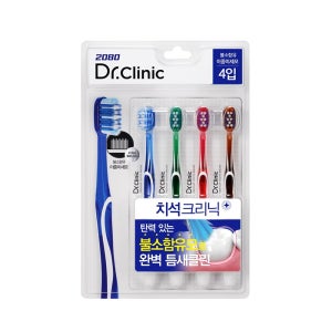 [본사배송] 2080 닥터크리닉 치석케어 칫솔 4개입