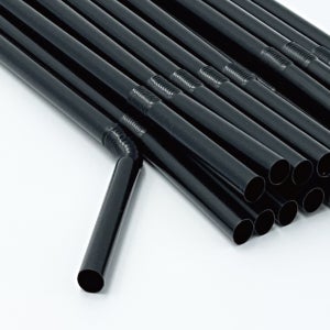 일회용 카페 주름 빨대 자바라 스트로우 7mm 25cm 검정 벌크 400개