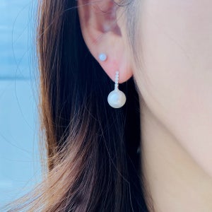 [무배]실버925 큐빅 드롭 진주귀걸이