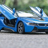 대형 1:24 BMW I8 스포츠카 합금 자동차 모델, 다이캐스트 장난감 시뮬레이션 금속 자동차 사운드 라이트 컬렉션 장난감 선물