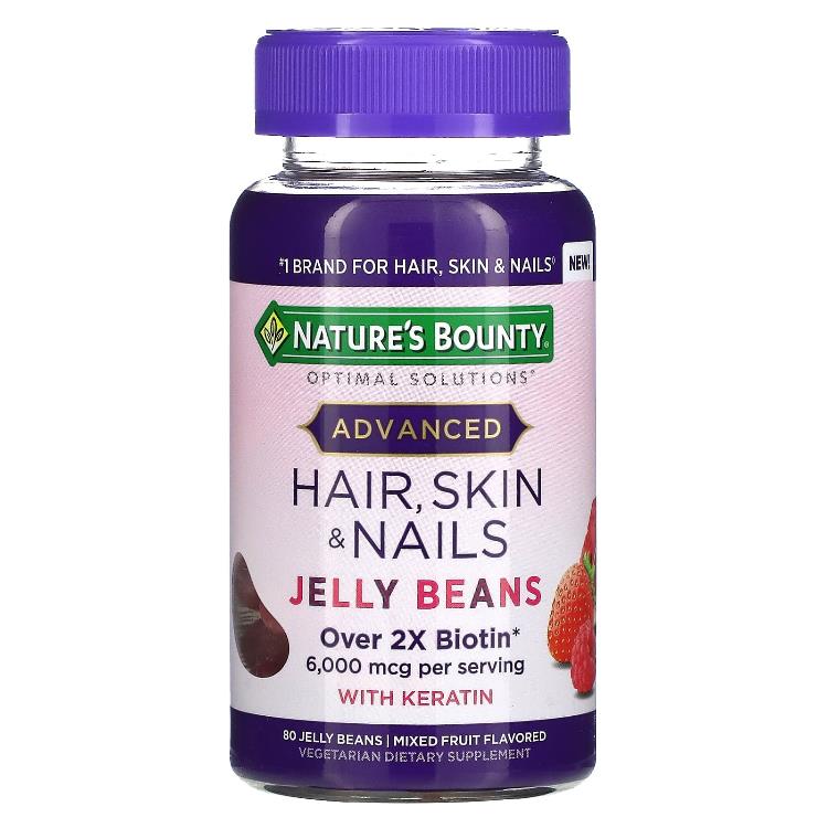 Natures Bounty Advanced Hair Skin Nails Mixed Fruit <b>3000 mcg</b> 80 Jelly Beans