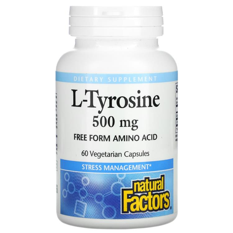 Natural Factors LTyrosine 500 mg 60 Vegetarian Capsules