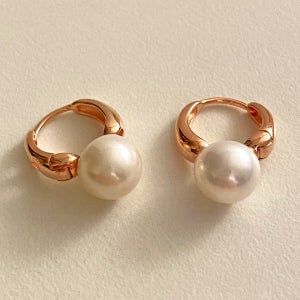 [무배] 실버925 로즈골드 8mm 담수 진주 드롭 원터치 링 귀걸이