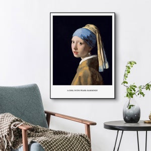 인테리어 진주 귀걸이와 베르메르 소녀 그림 북유럽 빈티지 캐릭터 벽걸이 침실 예술 액자