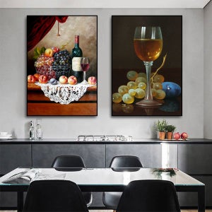인테리어 와인 레드 벽걸이 그림 유럽 거실 고급 식당 주방 과일 현실적인 서양 액자