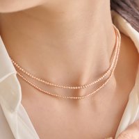 14k 18k 컷팅 볼 레이어드 데일리 여자 목걸이 - 2mm ,2.5mm