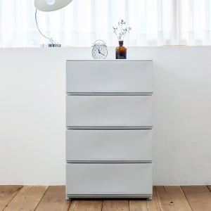 트렌디 플렛 서랍장 와이드, 4단, 화이트그레이