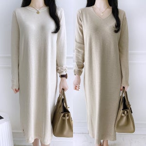니트원피스 겨울 롱원피스 하객 빅사이즈