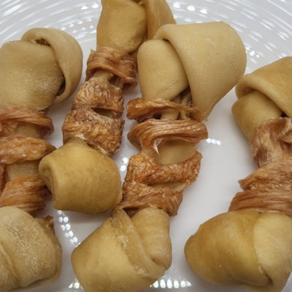 수제 강아지 껌 오래먹는 개껌 치석제거 덴탈껌 한우우피꽈배기치킨말이100g