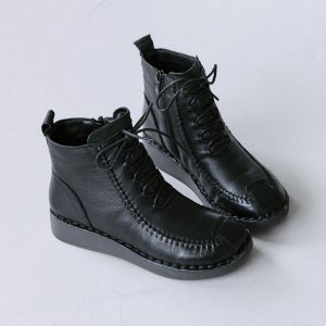 슈리오 키높이 소가죽 통굽 여성 앵클부츠