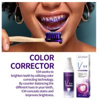 30ml Teeth Whitening Toothpaste V34 Color Tooth Correction Whitener Teeth Purple Non-invasive Whiten