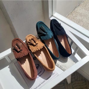 모카신 드라이빙슈즈 빅사이즈 소가죽 여성 태슬 쿠션 (4 컬러)
