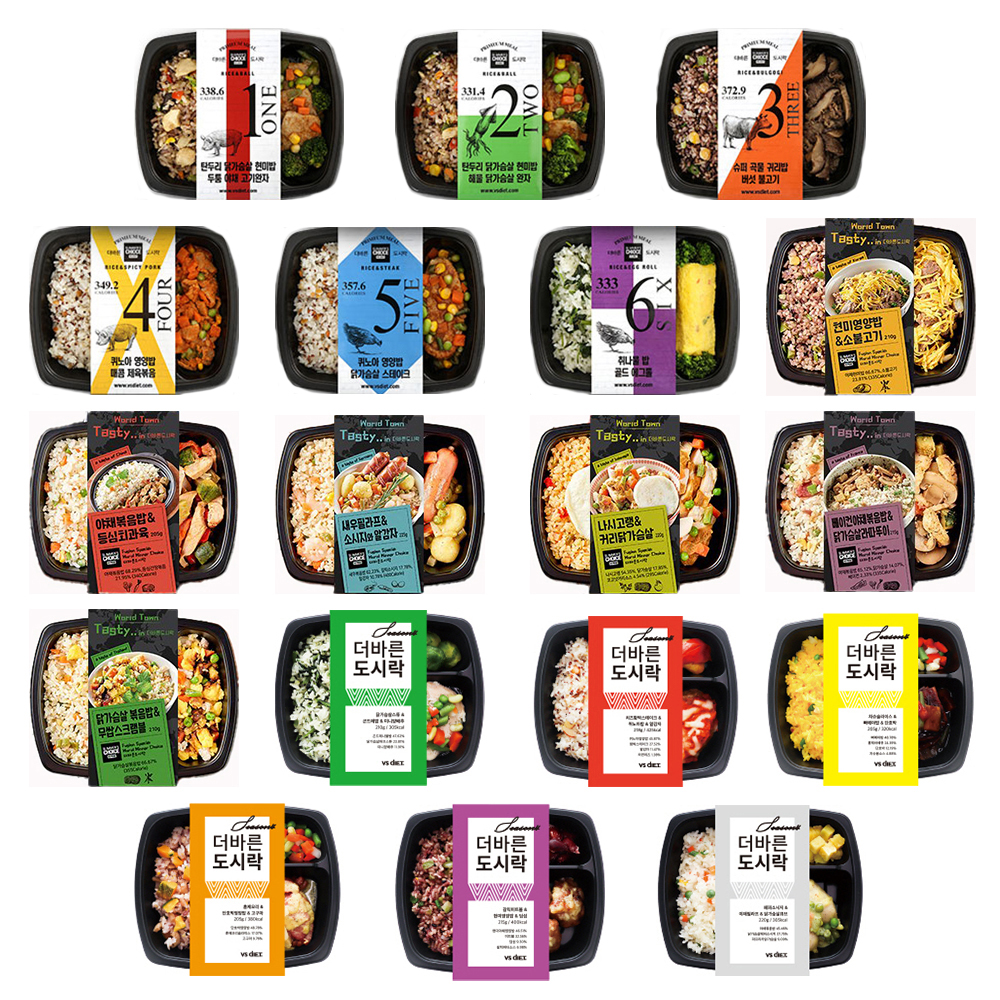 더<b>바른</b>도시락 18종 6팩, 12팩, 20팩 식단관리 <b>직장인</b> 점심 간편식 한끼 냉동도시락