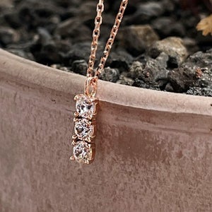 14K 18K 트리플 큐빅 스틱 여자 친구 금 다이아몬드 다이아 목걸이 기념일 부모님 선물