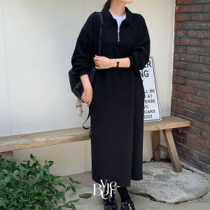 가을 원피스 집업 카라 탄탄한 맨투맨 롱 원피스 빅사이즈