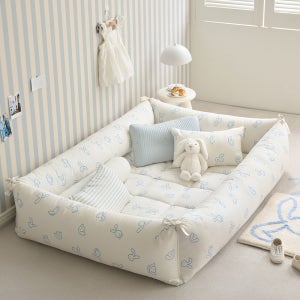 [내일도착] 순면 범퍼쿠션 올인원 패키지 (범퍼쿠션+토퍼) 신생아 아기침대 낙상방지