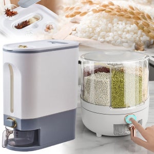 원터치 쌀 디스펜서 밀폐 쌀독 계량 쌀통 10kg 360도회전