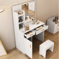 소형 하얀색 우드 콘솔 화장대 다기능 수납 공간 침실 거울 메이크업 테이블