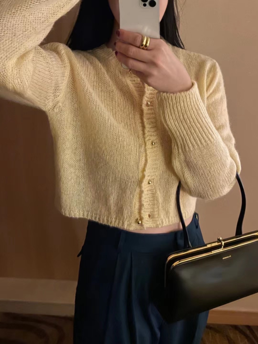 바스켓 라빙 가디건 울 가디건 크롭 울 가디건 (연노랑, 소라, 핑크)