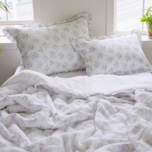 플라워 린넨 차렵이불 세트 (핑크,보라)