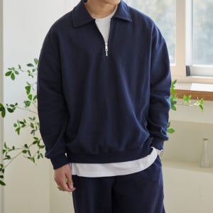 남자반집업맨투맨 오버핏맨투맨 카라맨투맨