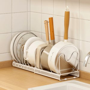 아카시아홈 후라이팬 냄비 정리대 거치대 주방 식탁정리 수납 접시 정리 꽂이 그릇정리대 9칸