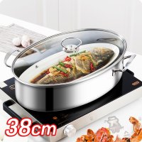 생선조림냄비 스텐 38cm 인덕션 찜요리 육수 삼계탕 매운탕 스튜 대용량 요리용