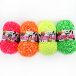 바토니팅 클로버 수세미실 4볼세트 반짝이 뜨개실 아크릴 코바늘 수세미뜨기