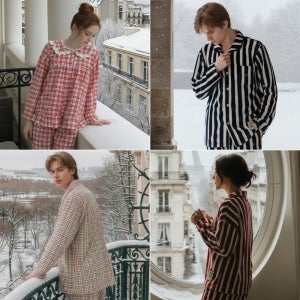 수면 잠옷 겨울 극세사 홈웨어 세트 남자 여자 커플