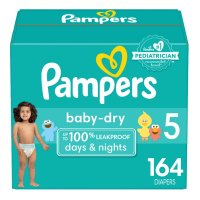 Pampers 미국 팸퍼스 5단계 베이비 드라이 데이&나이트 다이퍼 기저귀 164개입