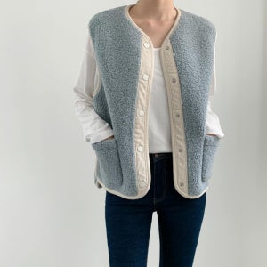 가을 겨울 골덴 배색 뽀글이조끼 귀여운 양털조끼 엄마와딸 모녀커플룩 베스트