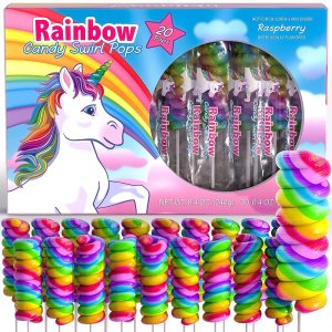 Unicorn Candy Lollipops Rainbow 프라이머리 컬러스 유니콘 캔디 롤리팝 레인보우 20피스 2팩