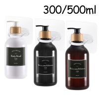 욕실 주방 디스펜서 300500ml 벽 마운트 리필 샴푸 디스펜서 병 방수 라벨 욕실 샤워 액체 비누 거품 디스펜서