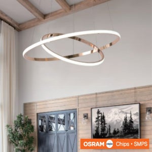 국내제작 LED 25W 라인 원형 2단 펜던트 조명 인테리어 카페 거실 식탁 포인트조명