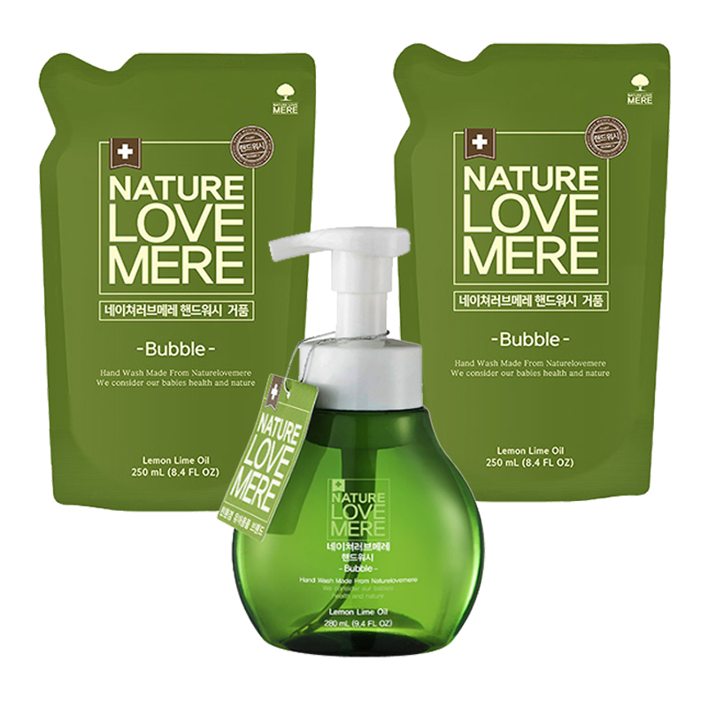 네이쳐러브메레 핸드워시 거품형 용기 손세정제 280ml 1개+리필용 250ml 2개